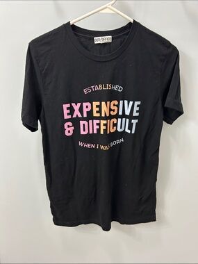 Black Short Sleeve Tee - "Expensive & Difficult" Graphic
